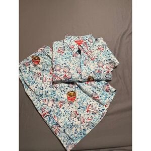 RSVLTS Budweiser Shirt & Shorts Set Large Beer Ice Print Matching Outfit Mens L